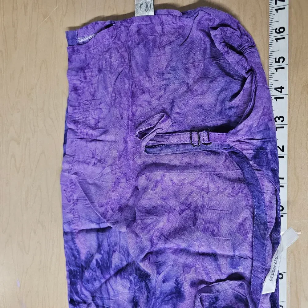 VTG ULUWatu of Bali Purple Tie Dye Crop Top Pants Set Sz Small Boho Hippie Beach